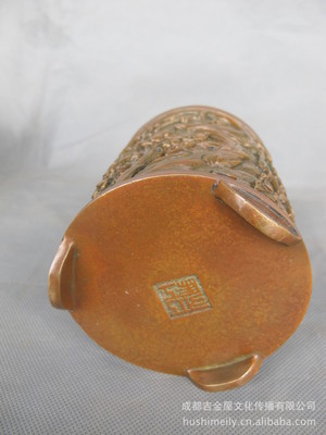 【梅花筆筒-文房用品、特色禮品、銅工藝品、藝術(shù)品、工廠來樣加工】價格,廠家,圖片,金屬工藝品,成都吉金屋文化傳播-